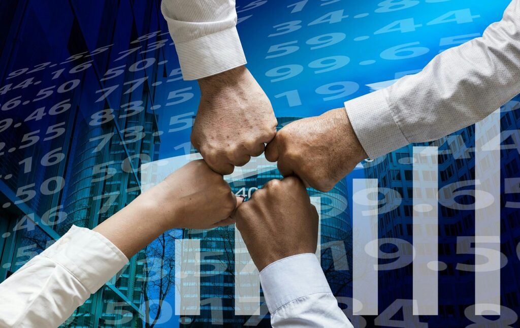 A video camera overlaying a mid-market success graph.