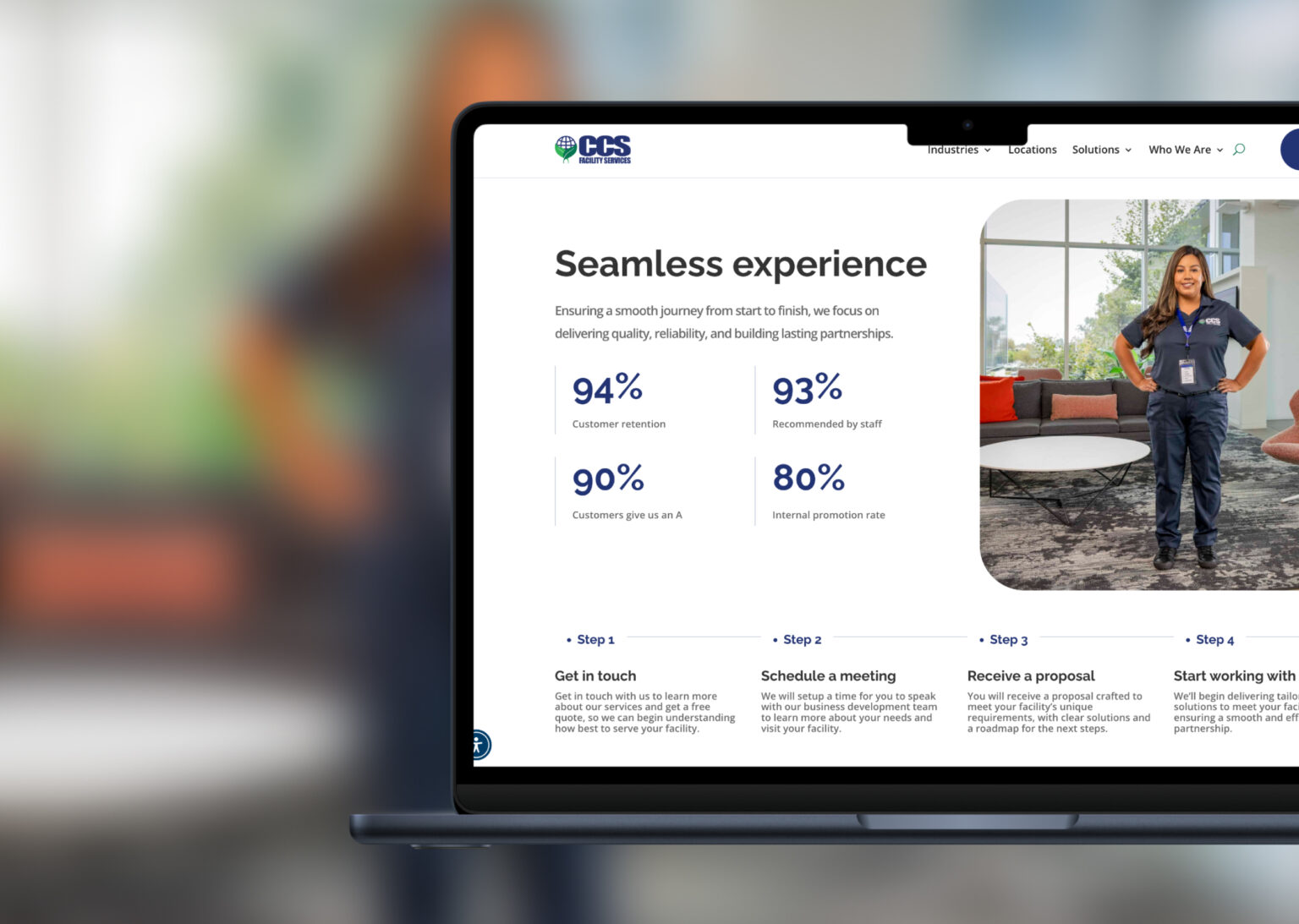 CCSBTS website design displayed on a floating computer mockups.